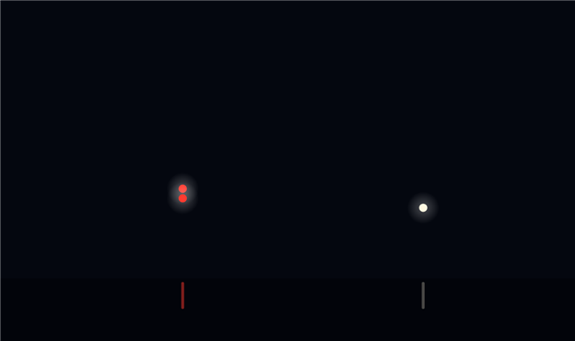 Navigation lights of a vessel aground at night, seen from her starboard bow: white all-round anchor light, forward, red all-round light (upper), red all-round light (lower)
